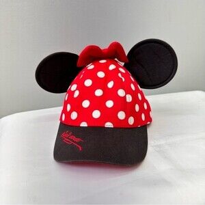 Disney Parks Minnie Mouse Polka Dot Ears Bow‎ Baseball Hat Cap Youth Girls Red